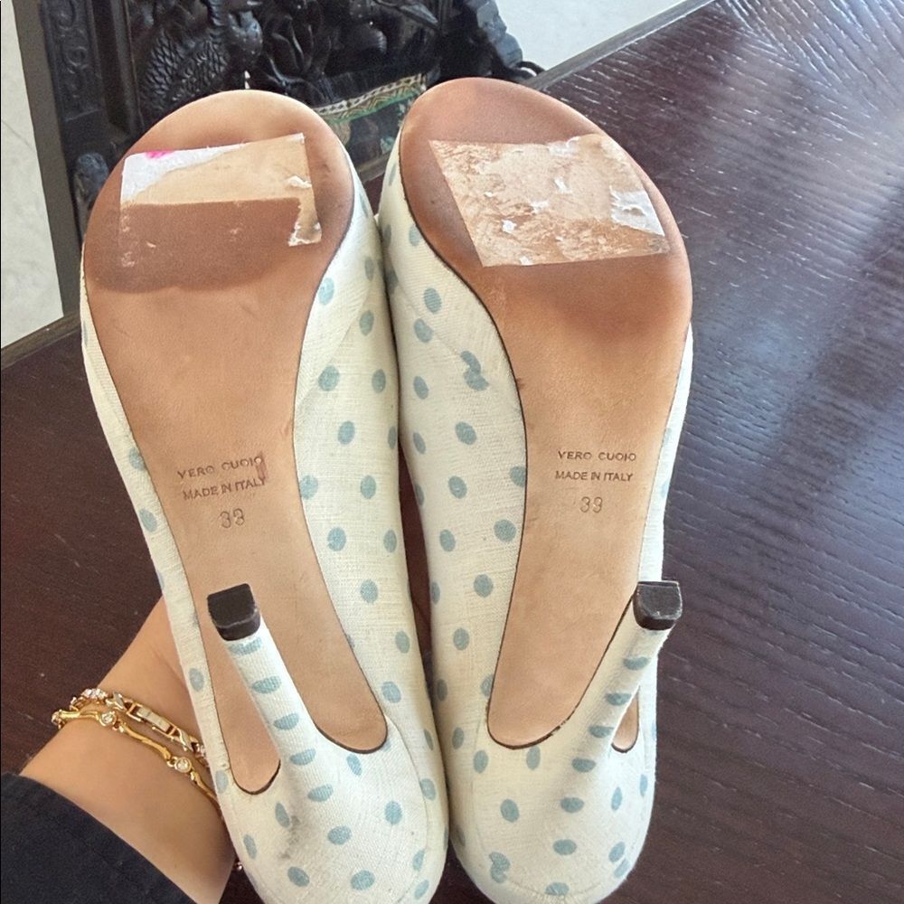Elegant Polka Dot Peep Toe Heels - Picture 6 of 6